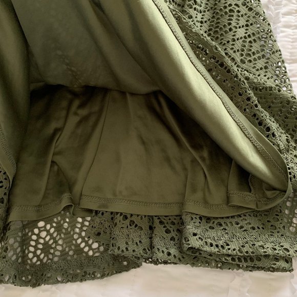 Express Olive Green Crochet Overlay Dress - Picture 5 of 6